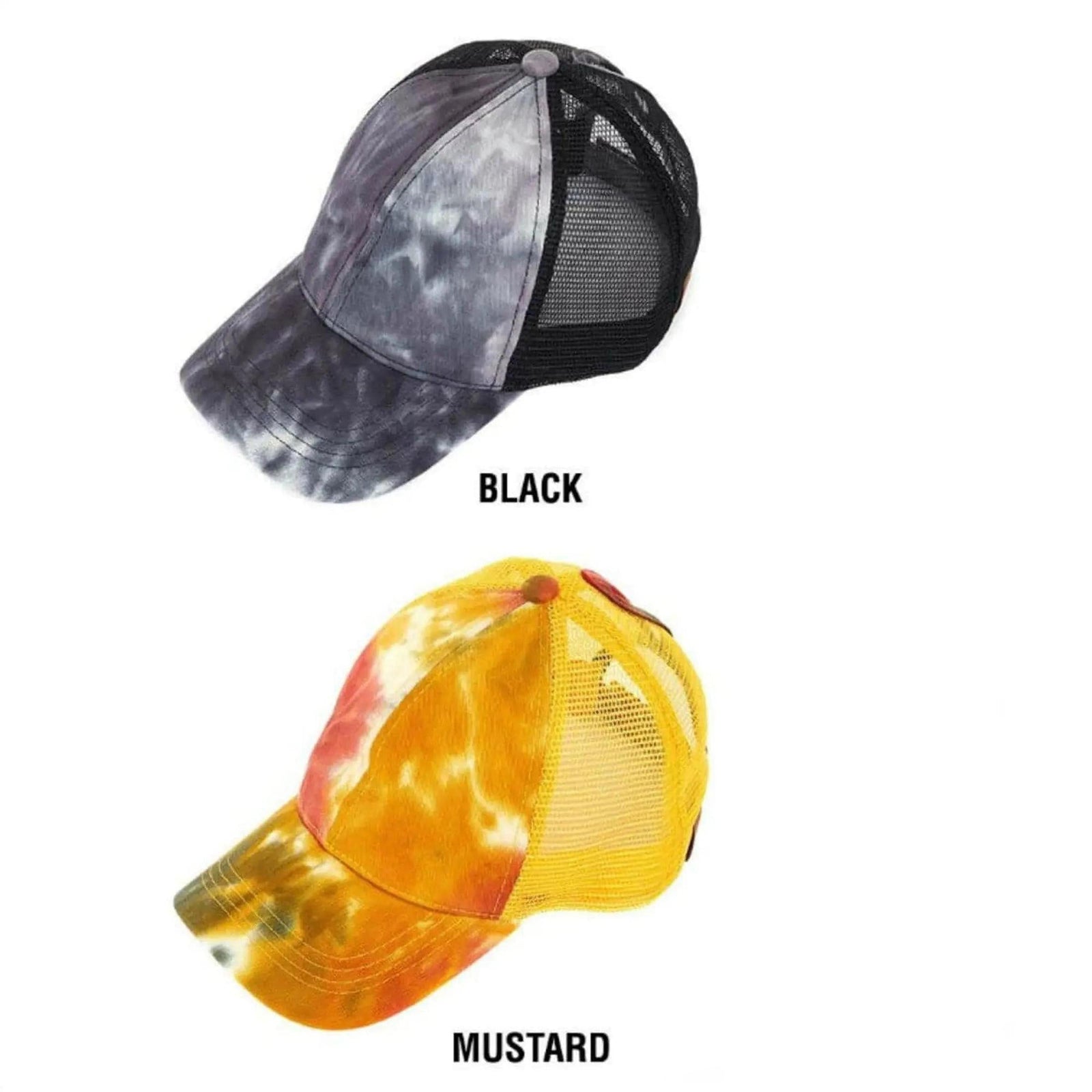 CC Tie - Dye Messy Bun Pony Cap Women, Teens and Kids Trucker Hats - Truly Contagious