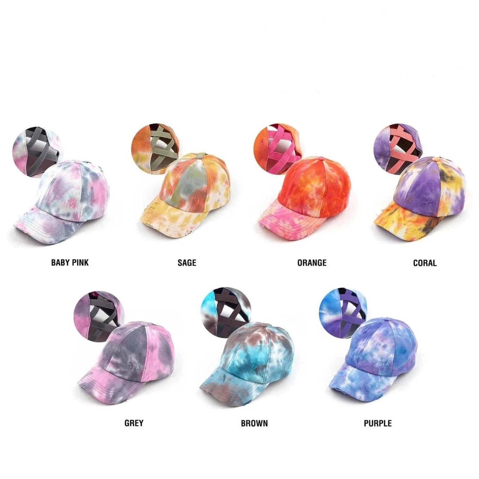 CC Tie - Dye Pony Cap | Criss - Cross Elastic - Truly Contagious