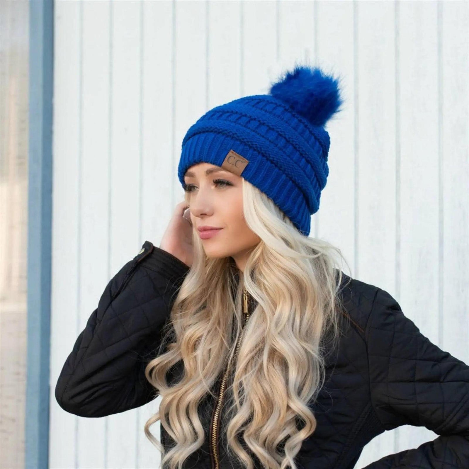 CC Trending Pom School Spirit Colors Beanies Hats - Truly Contagious