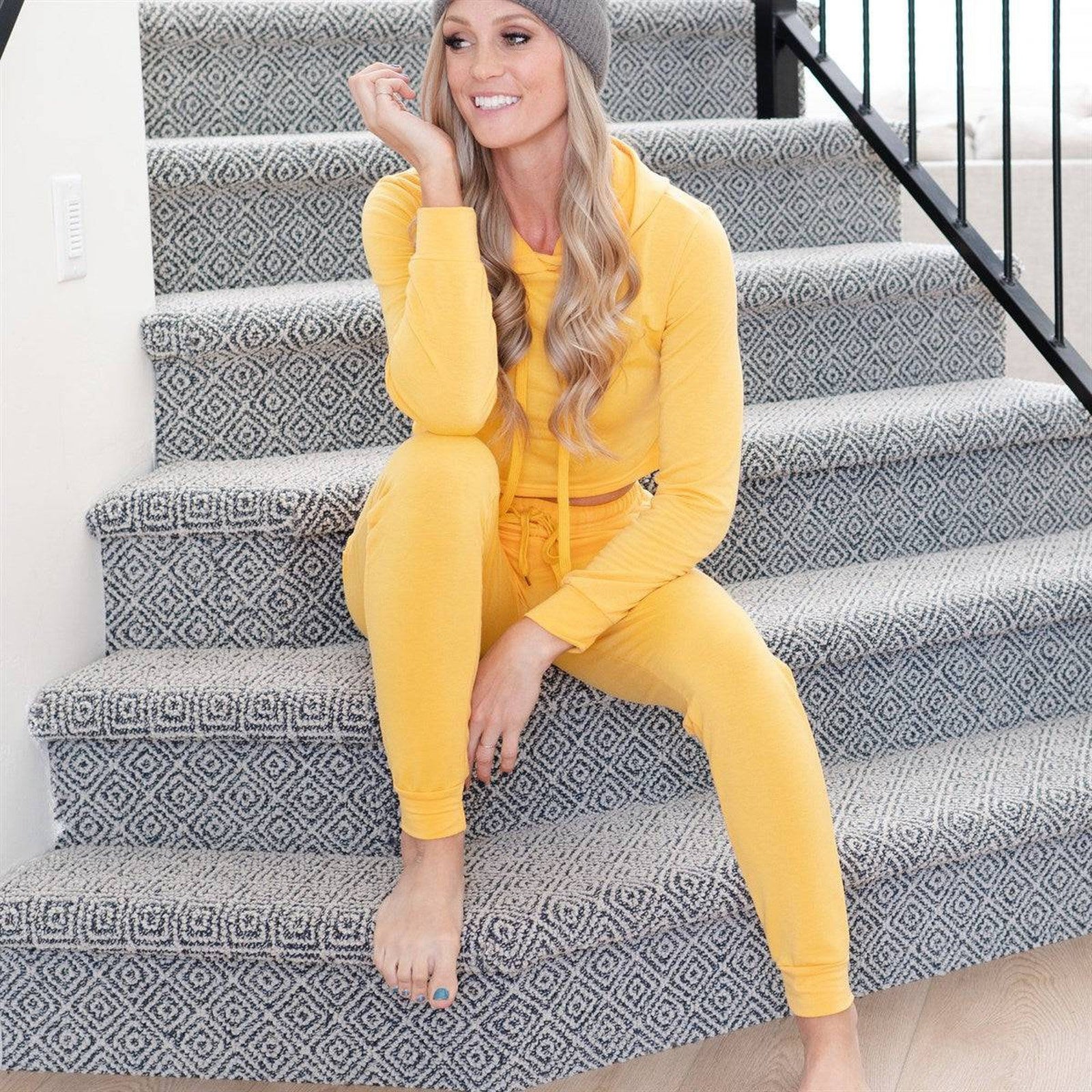 French Terry Cropped Jacket/Jogger Loungewear - Truly Contagious