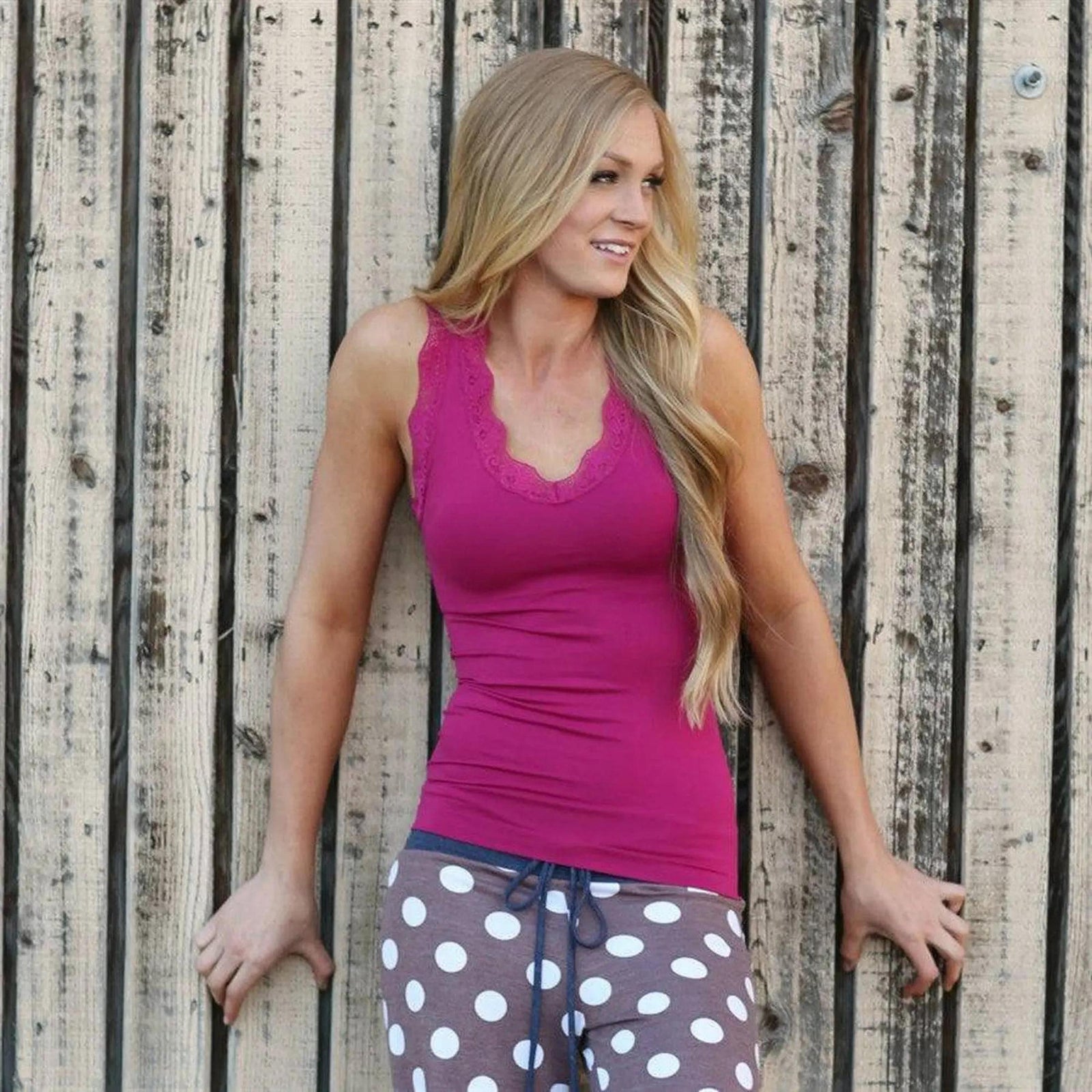 Lace Trim Racerback Tank - Truly Contagious