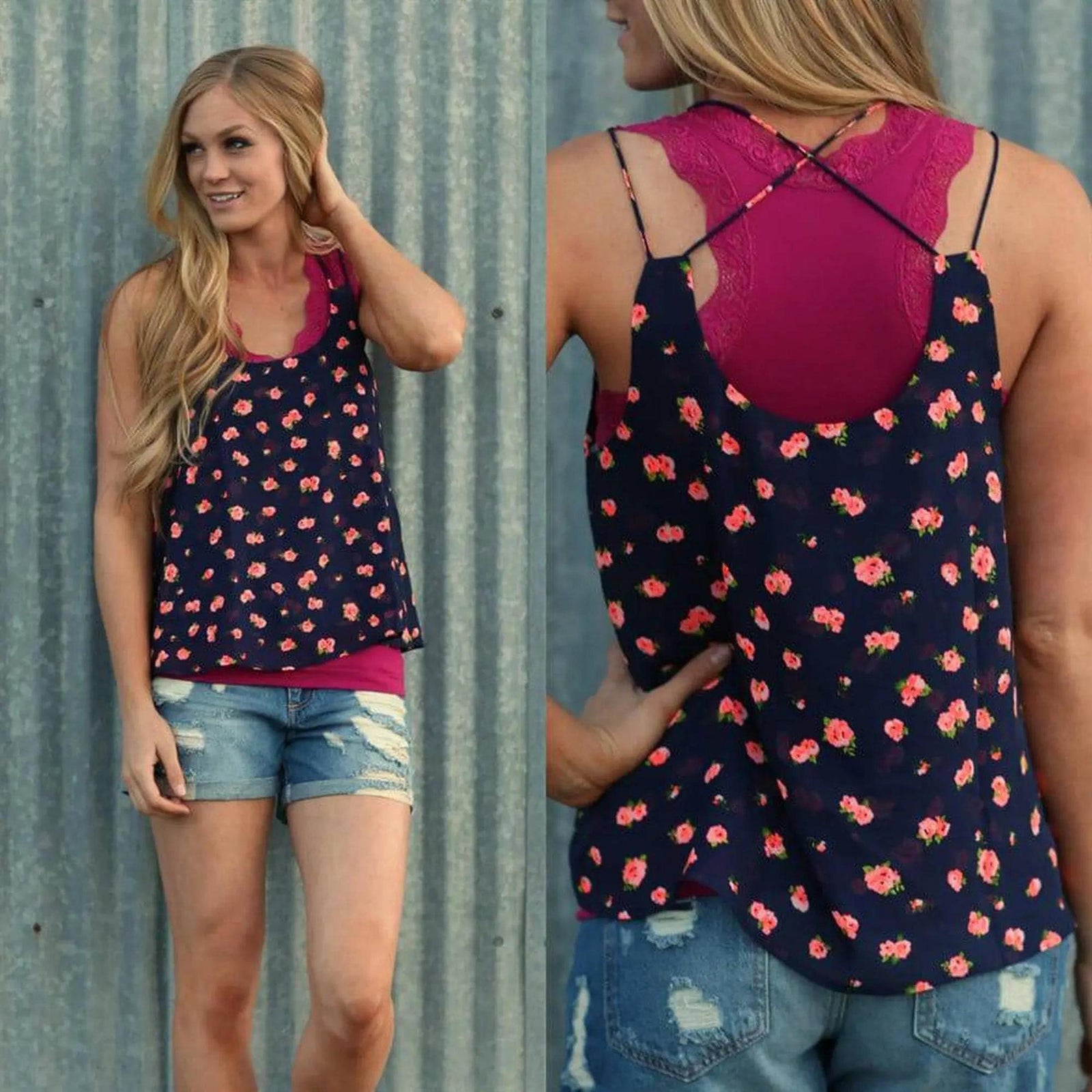 Lace Trim Racerback Tank - Truly Contagious