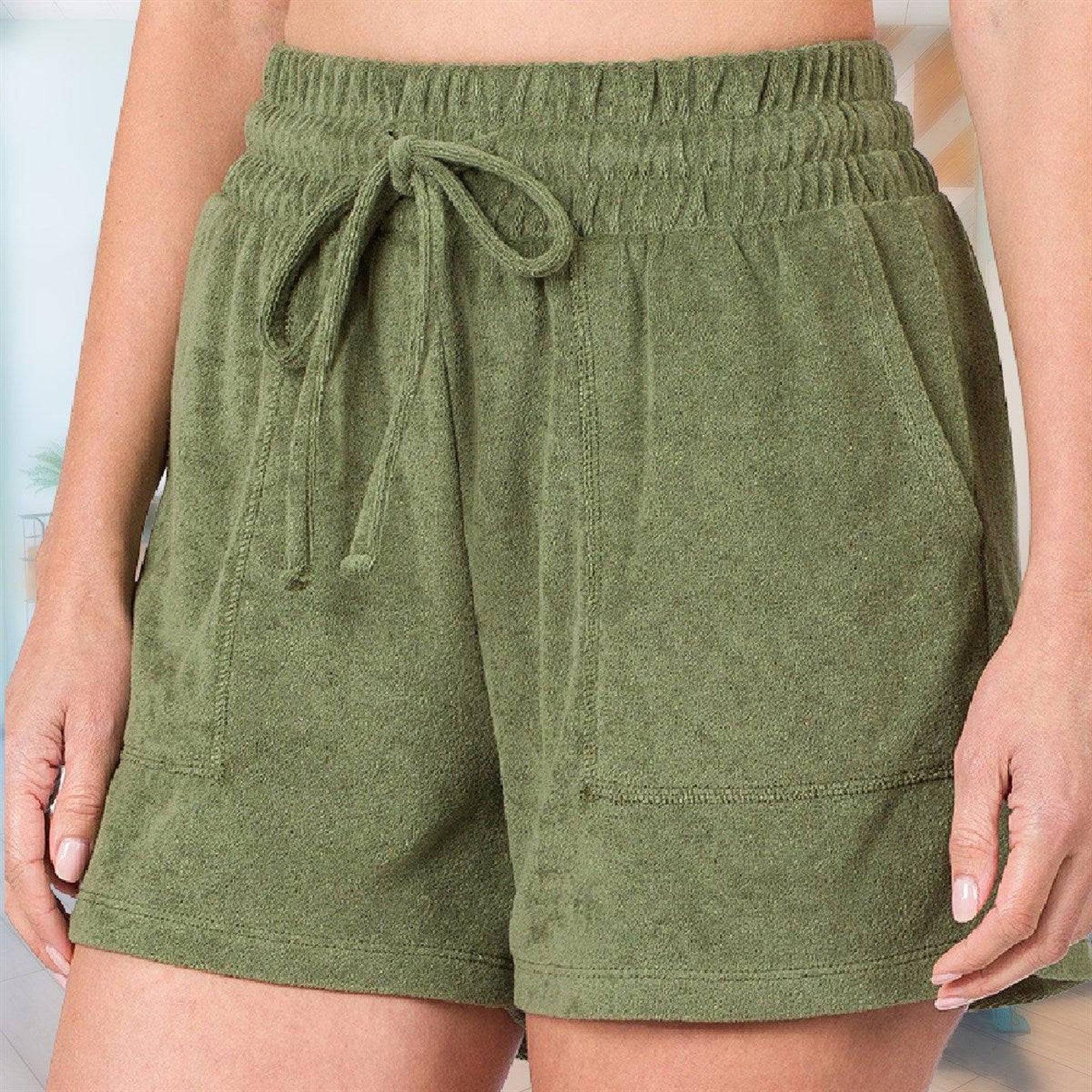 Terry Drawstring Waist Shorts With Pockets - Truly Contagious