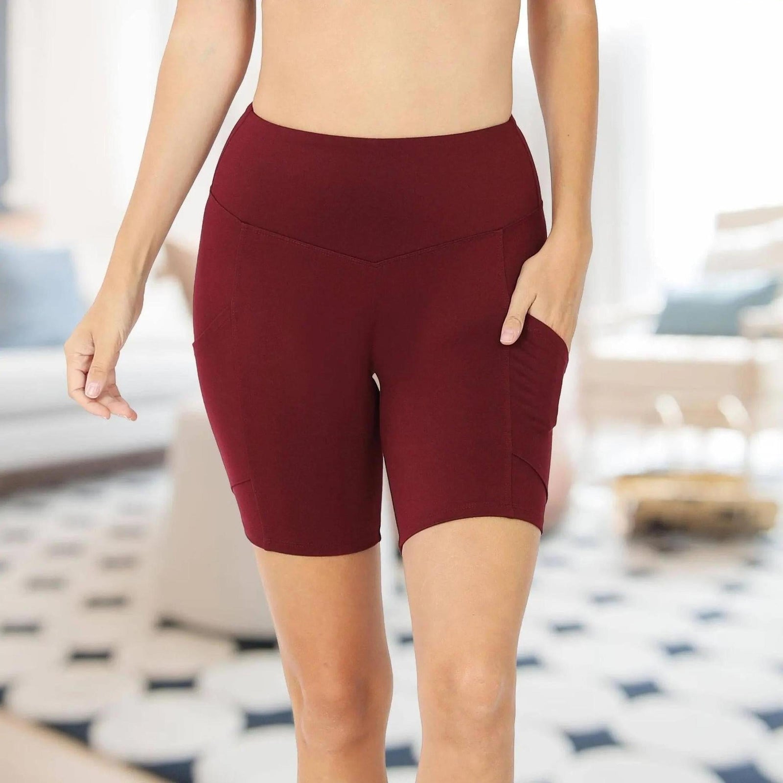 Tummy Control Biker Short Leggings | Cell Phone Pocket (Zenana) - Truly Contagious