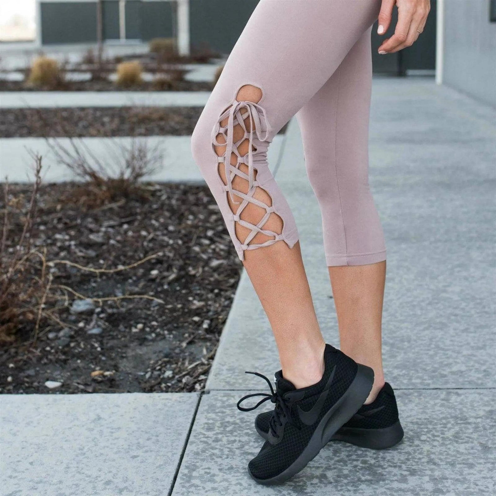 Ultra Soft Lace Up Crop Leggings - Truly Contagious
