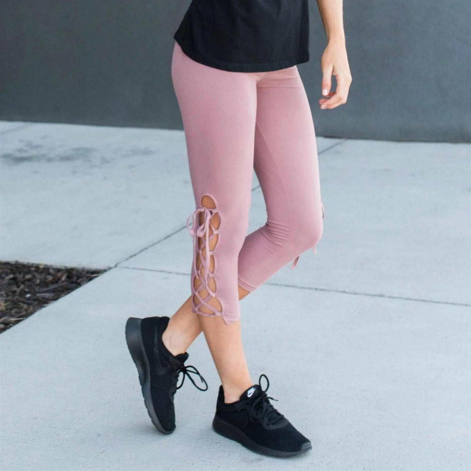 Ultra Soft Lace Up Crop Leggings - Truly Contagious