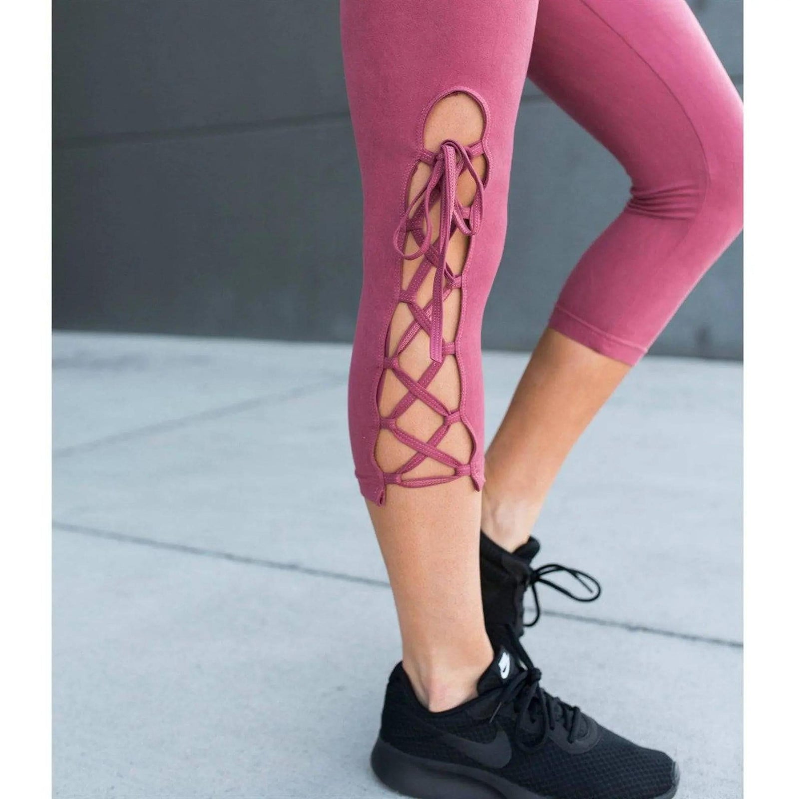 Ultra Soft Lace Up Crop Leggings - Truly Contagious