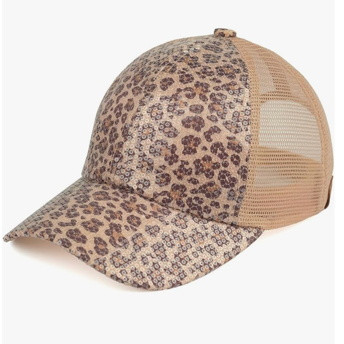 CC Sequin Leopard Baseball Cap for Women One Size Fits Most