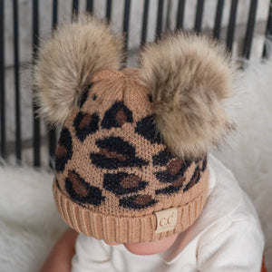 CC Double Pom Baby & Kids Leopard Beanie - Truly Contagious