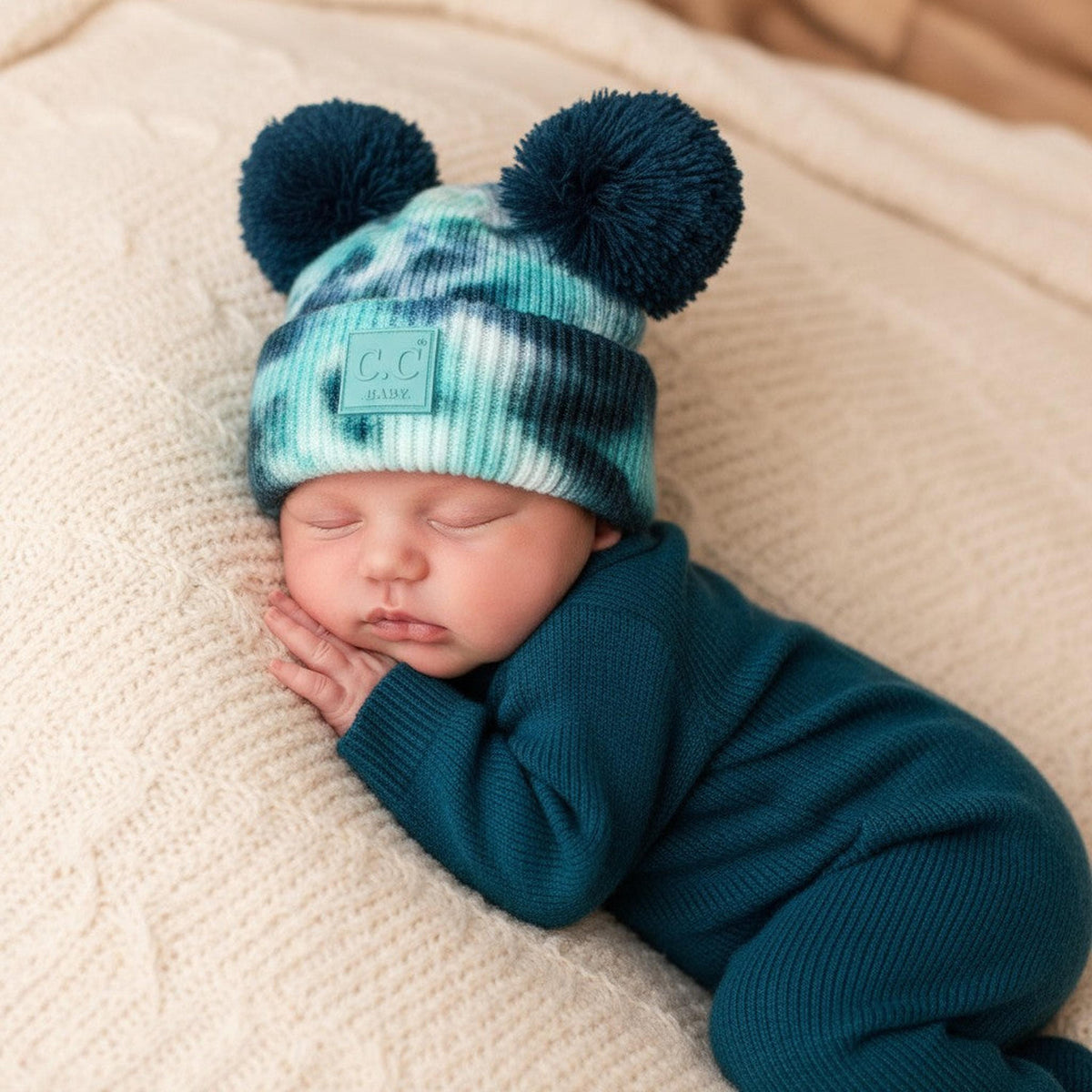 CC Baby Pom Pom Tie-Dye Beanies Hats