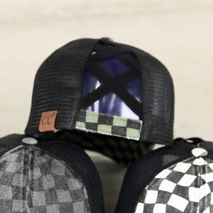 CC Checkered Pattern Baseball Cap | Criss-Cross - Truly Contagious