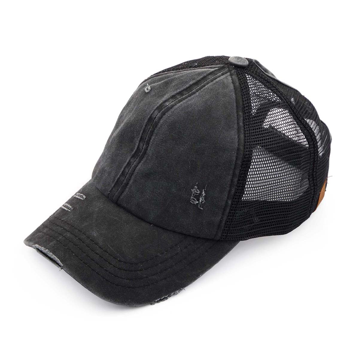 Women's Distressed Mesh Back Pony Cap