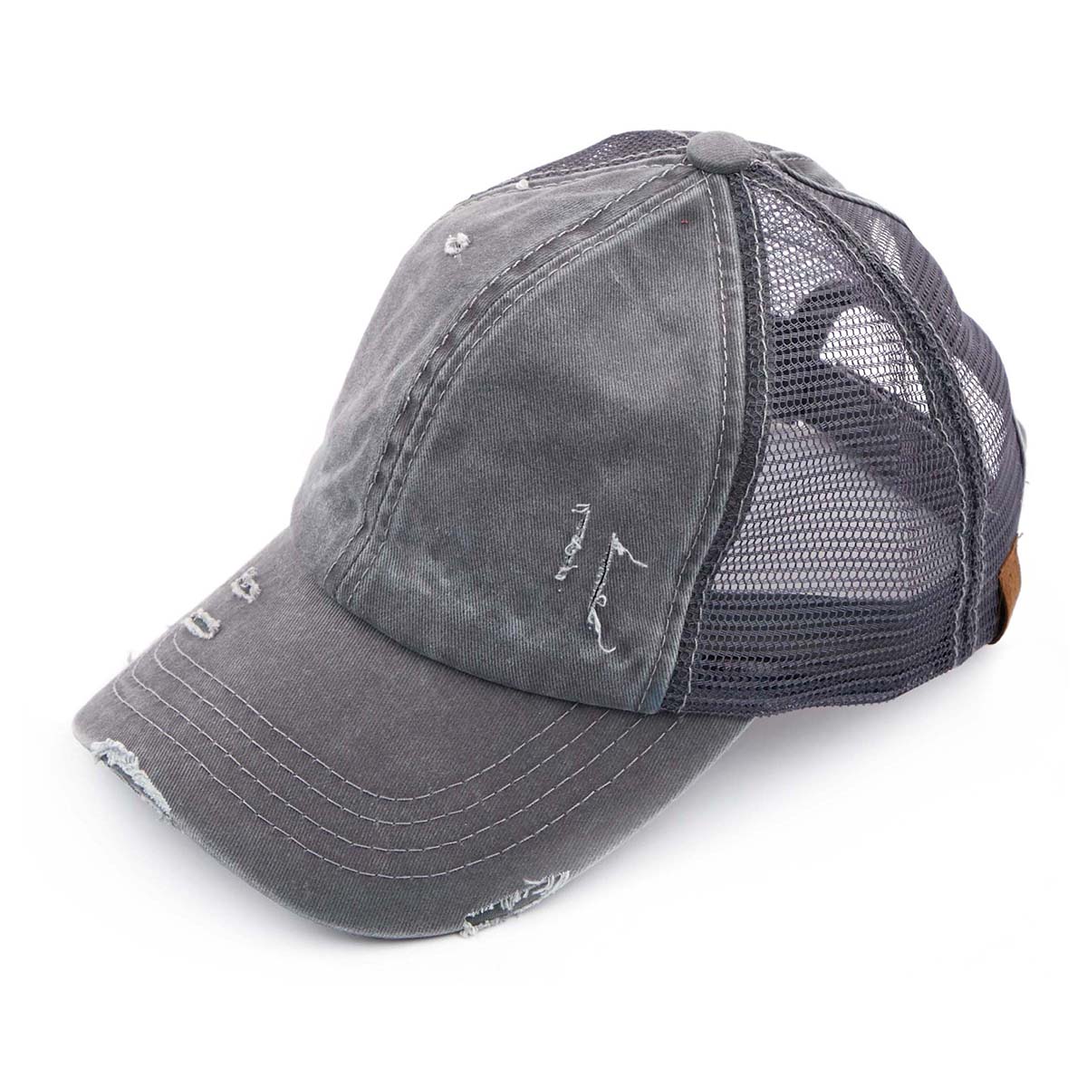 Women's Distressed Mesh Back Pony Cap