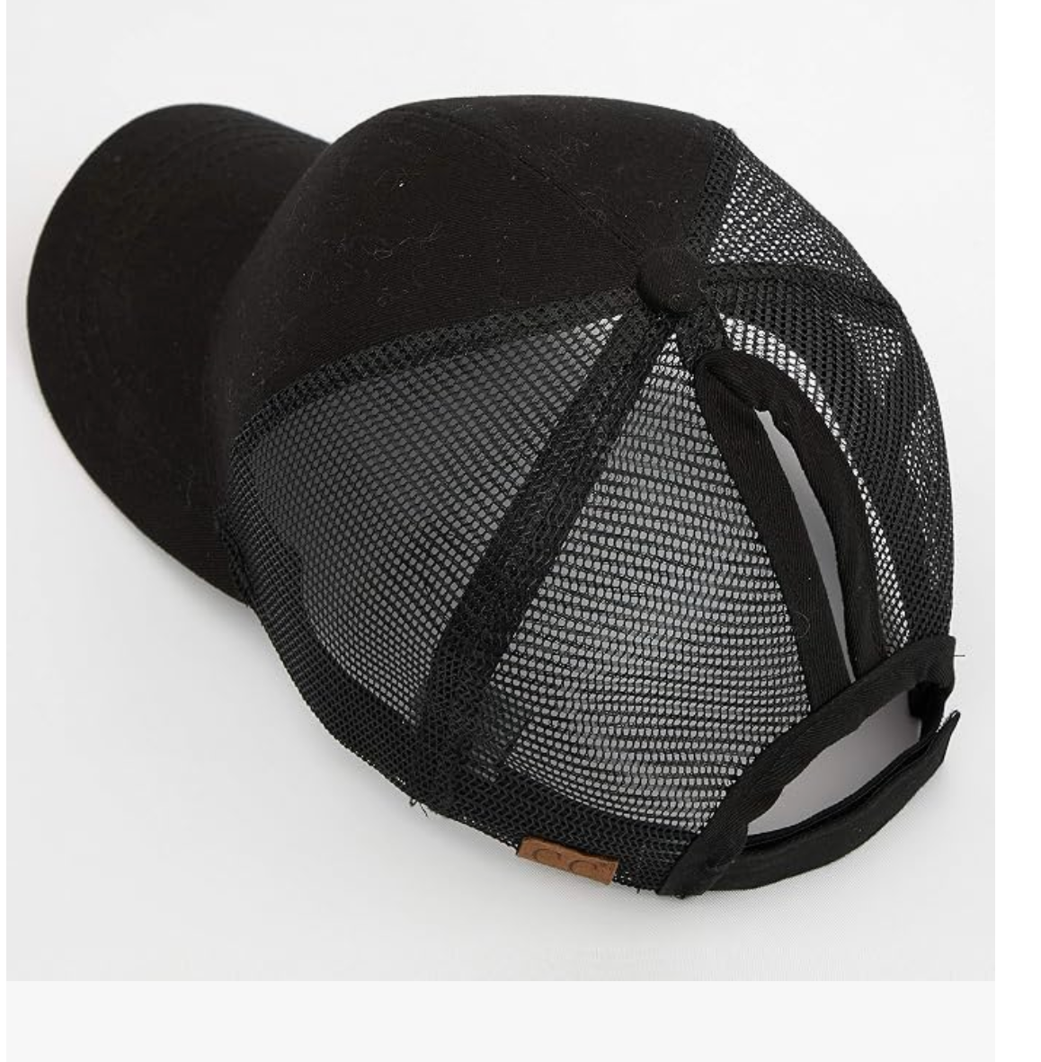 Black mesh cap on a white background