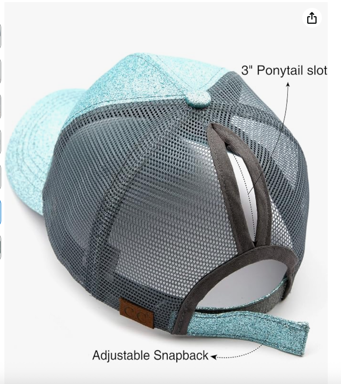 C.C® Glitter Ponytail Cap — Messy Bun Baseball Hat for Women & Teens