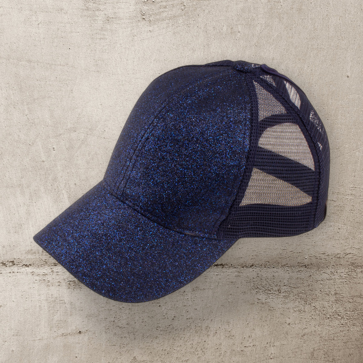 CC Kids Glitter Pony Cap - Sparkle Baseball Hat with Ponytail Opening