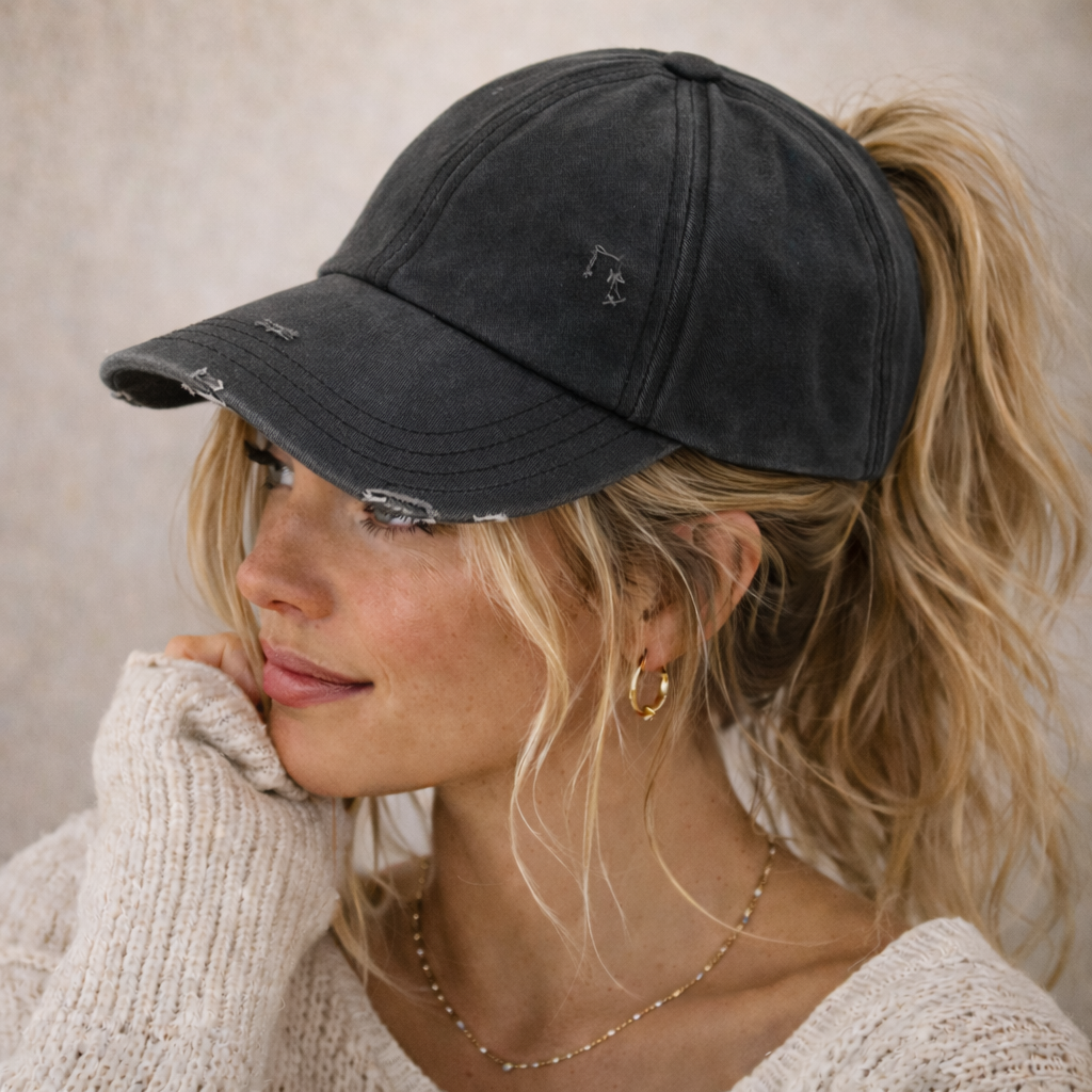 CC Three Level Pony Cap Adjustable Strap For Adults