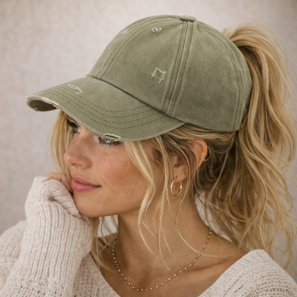 CC Three Level Pony Cap Adjustable Strap For Adults