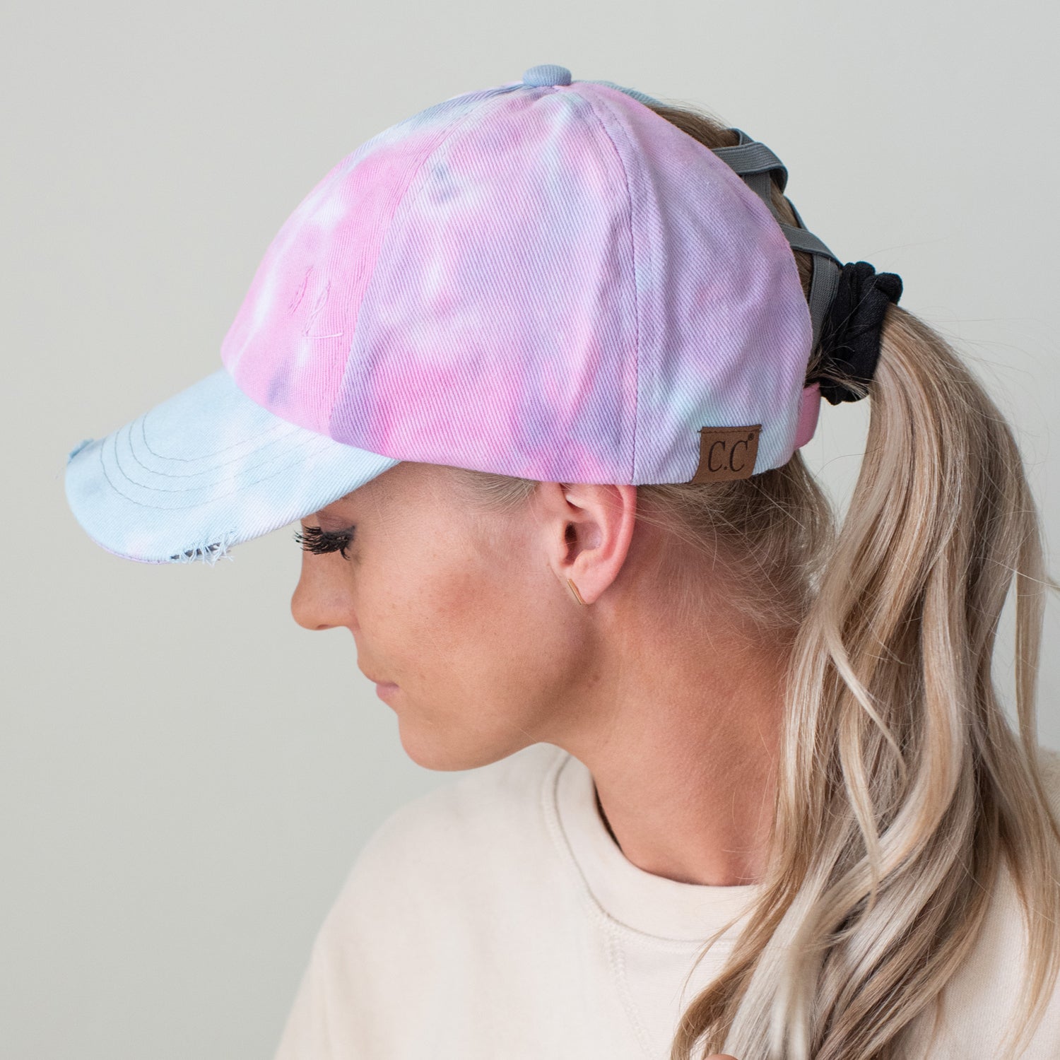 C.C® Criss Cross Ponytail Cap - Women's Cotton Baseball Hat for Ponytails & Braids