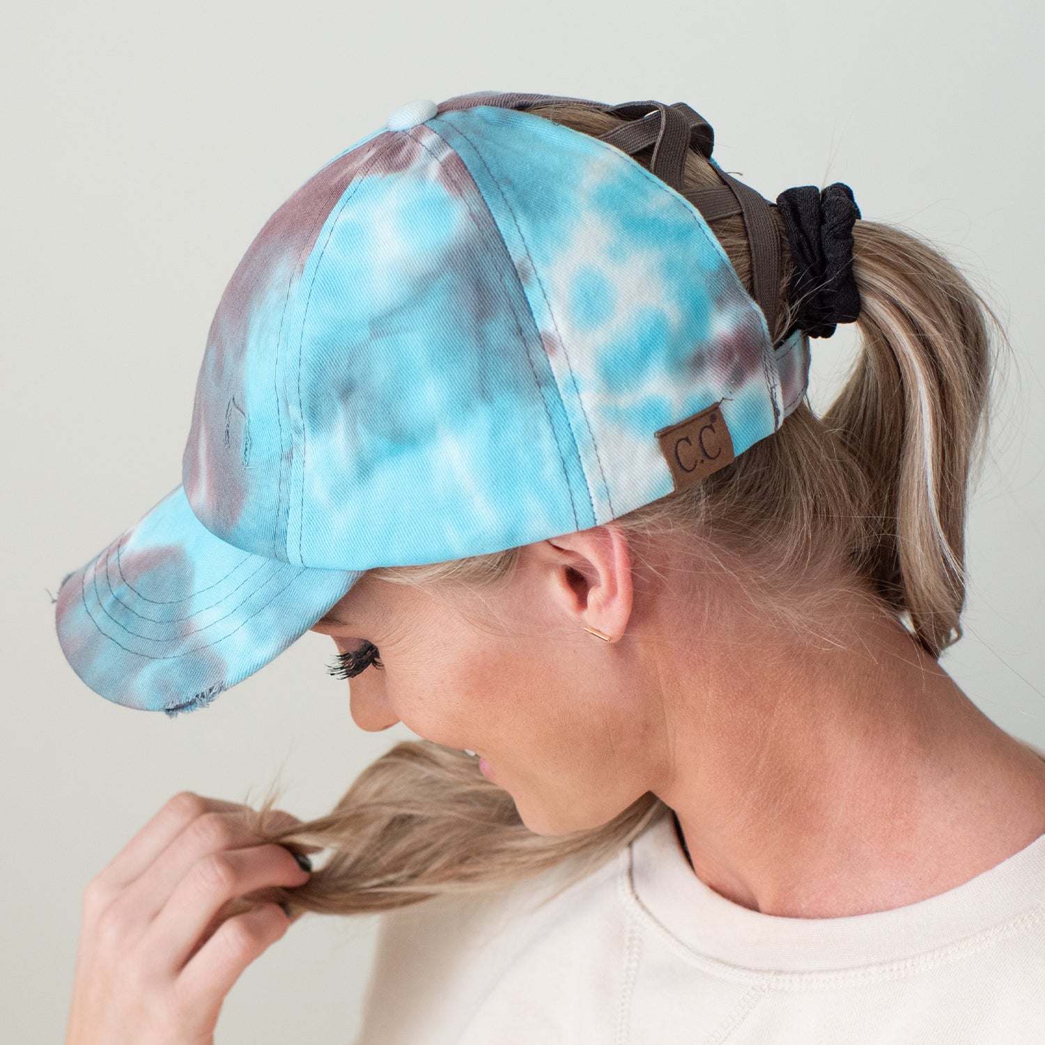 C.C® Criss Cross Ponytail Cap - Women's Cotton Baseball Hat for Ponytails & Braids
