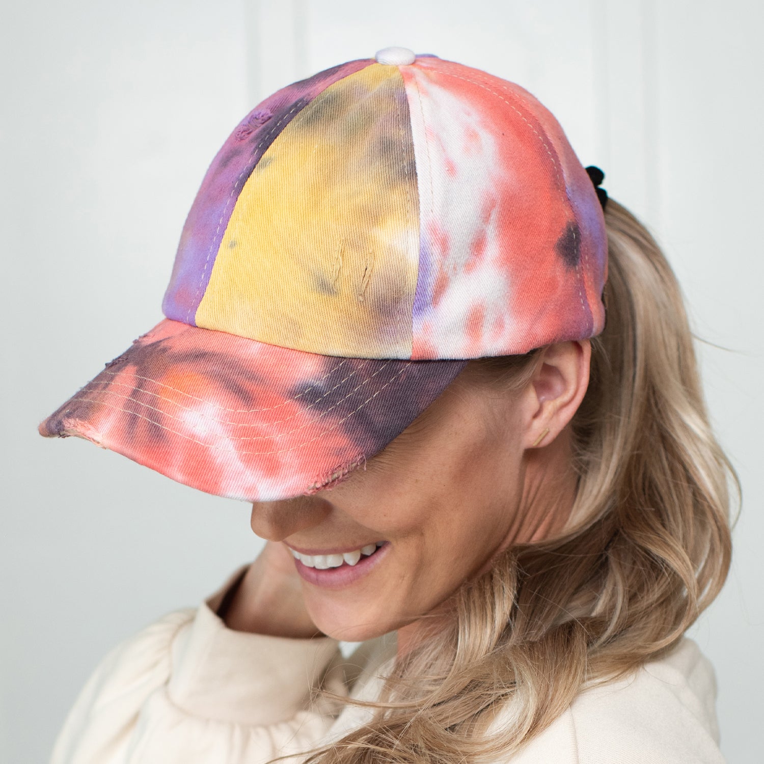 C.C® Criss Cross Ponytail Cap - Women's Cotton Baseball Hat for Ponytails & Braids