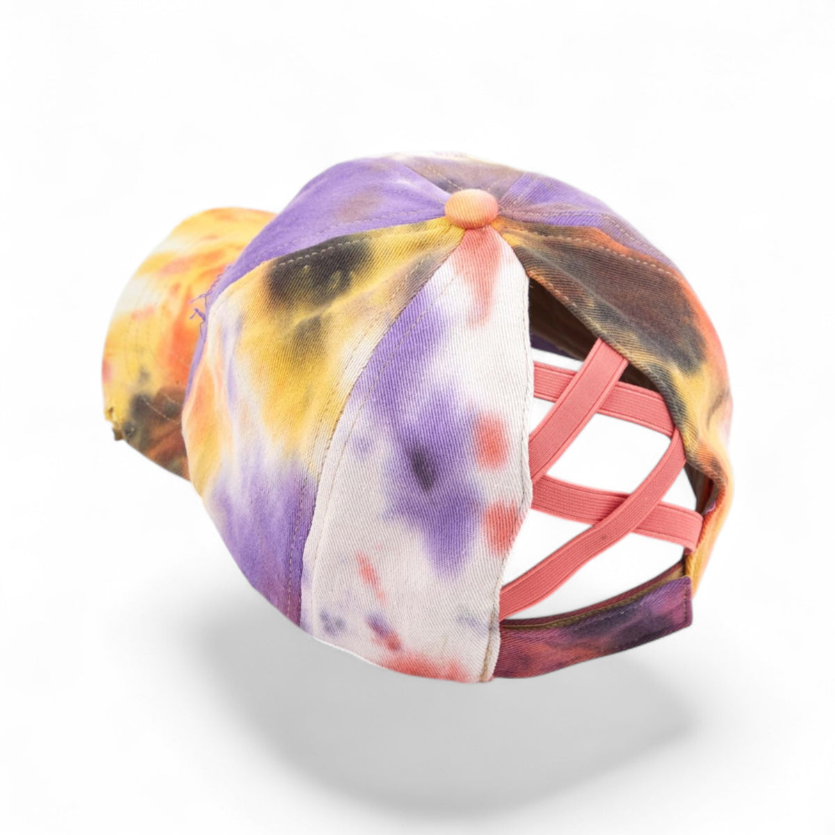 Colorful tie-dye dog muzzle on a white background