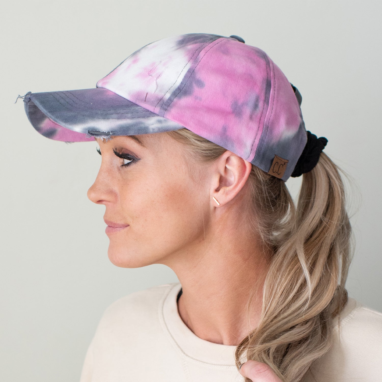 C.C® Criss Cross Ponytail Cap - Women's Cotton Baseball Hat for Ponytails & Braids