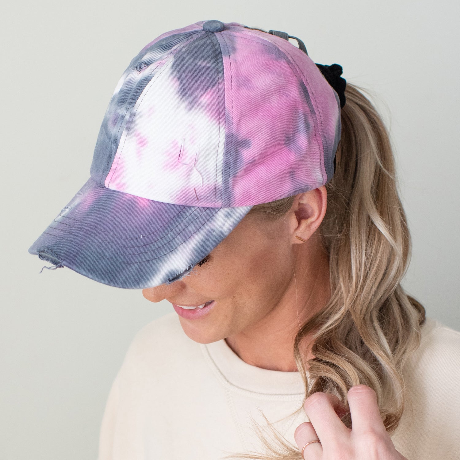 C.C® Criss Cross Ponytail Cap - Women's Cotton Baseball Hat for Ponytails & Braids