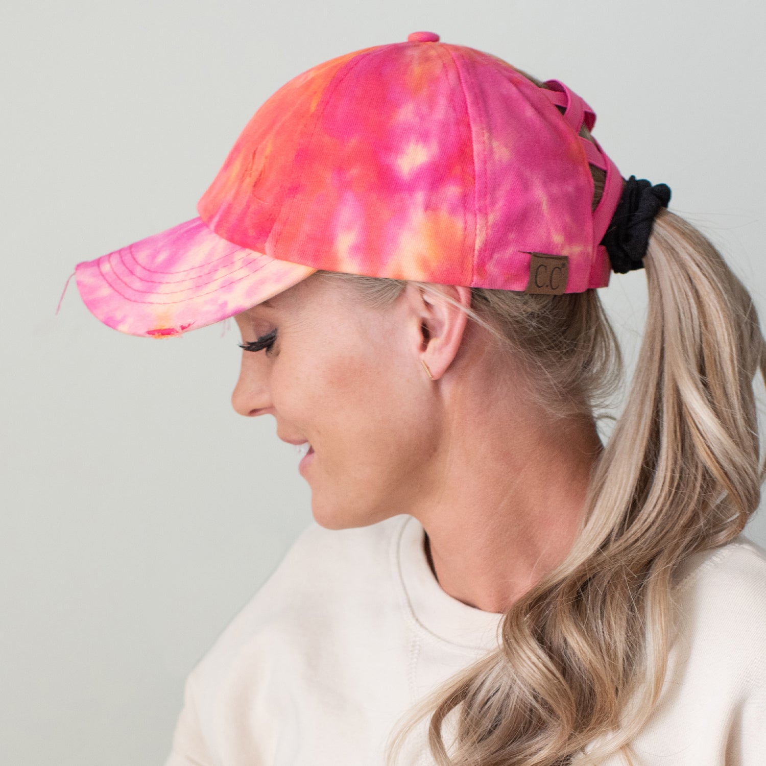 C.C® Criss Cross Ponytail Cap - Women's Cotton Baseball Hat for Ponytails & Braids