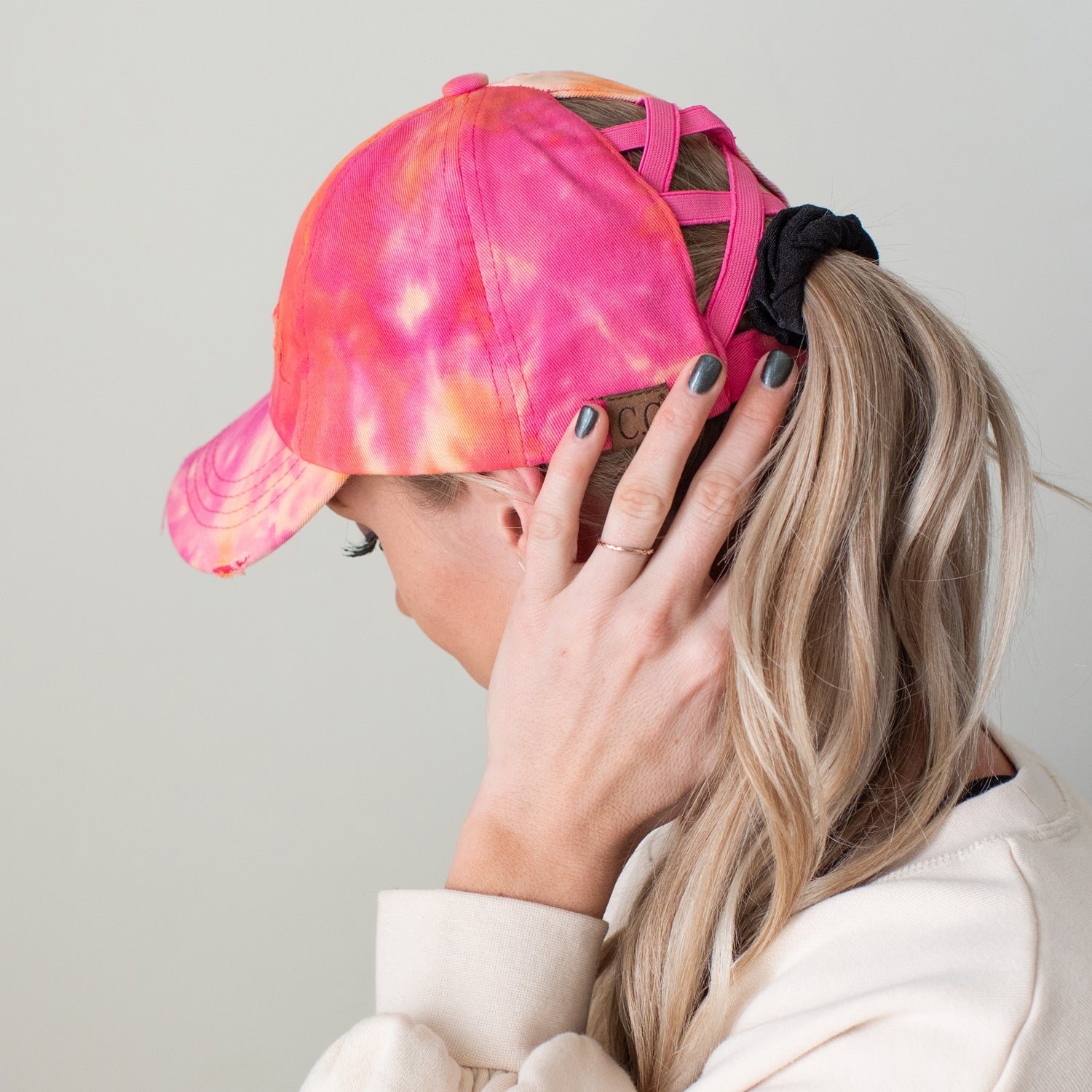 C.C® Criss Cross Ponytail Cap - Women's Cotton Baseball Hat for Ponytails & Braids