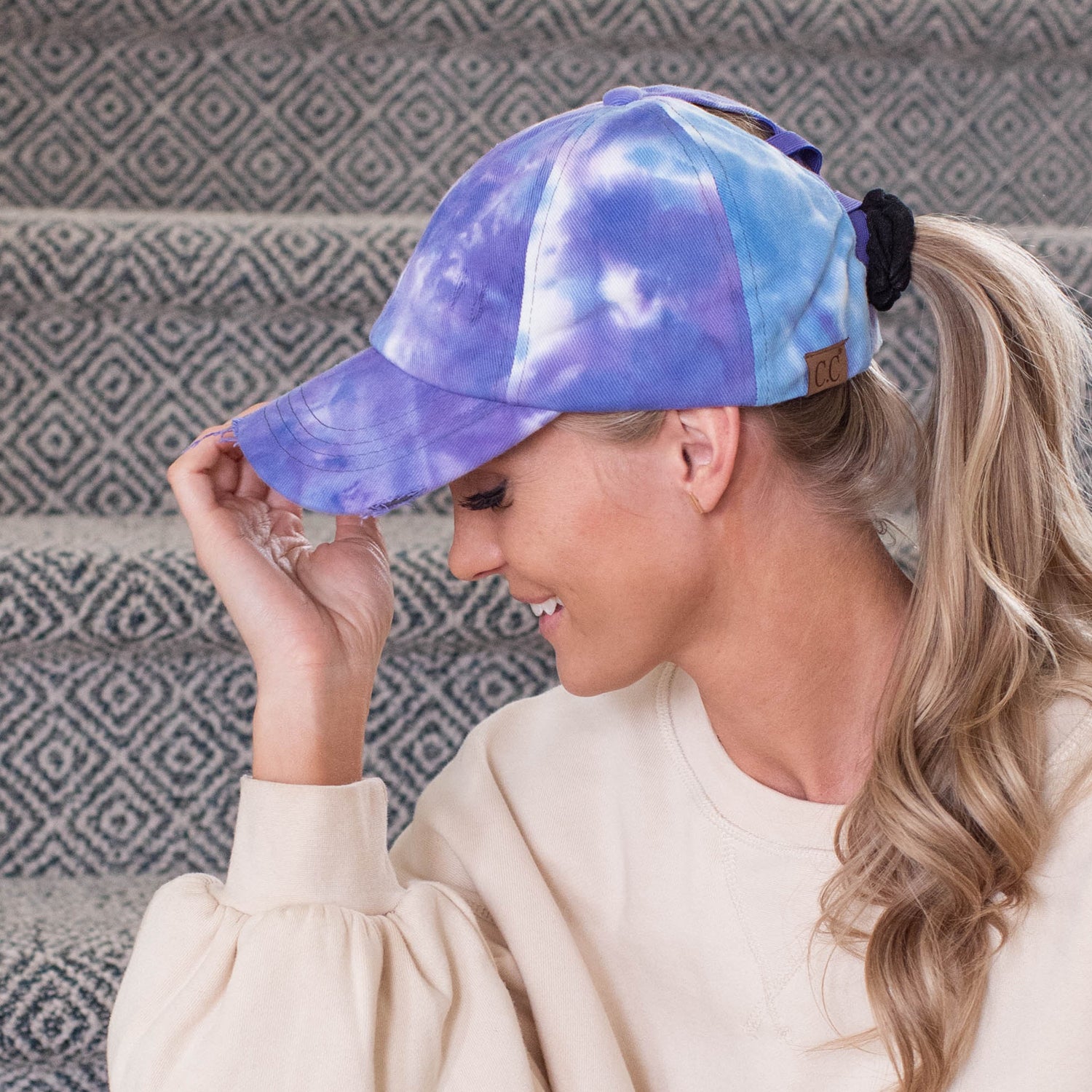 C.C® Criss Cross Ponytail Cap - Women's Cotton Baseball Hat for Ponytails & Braids