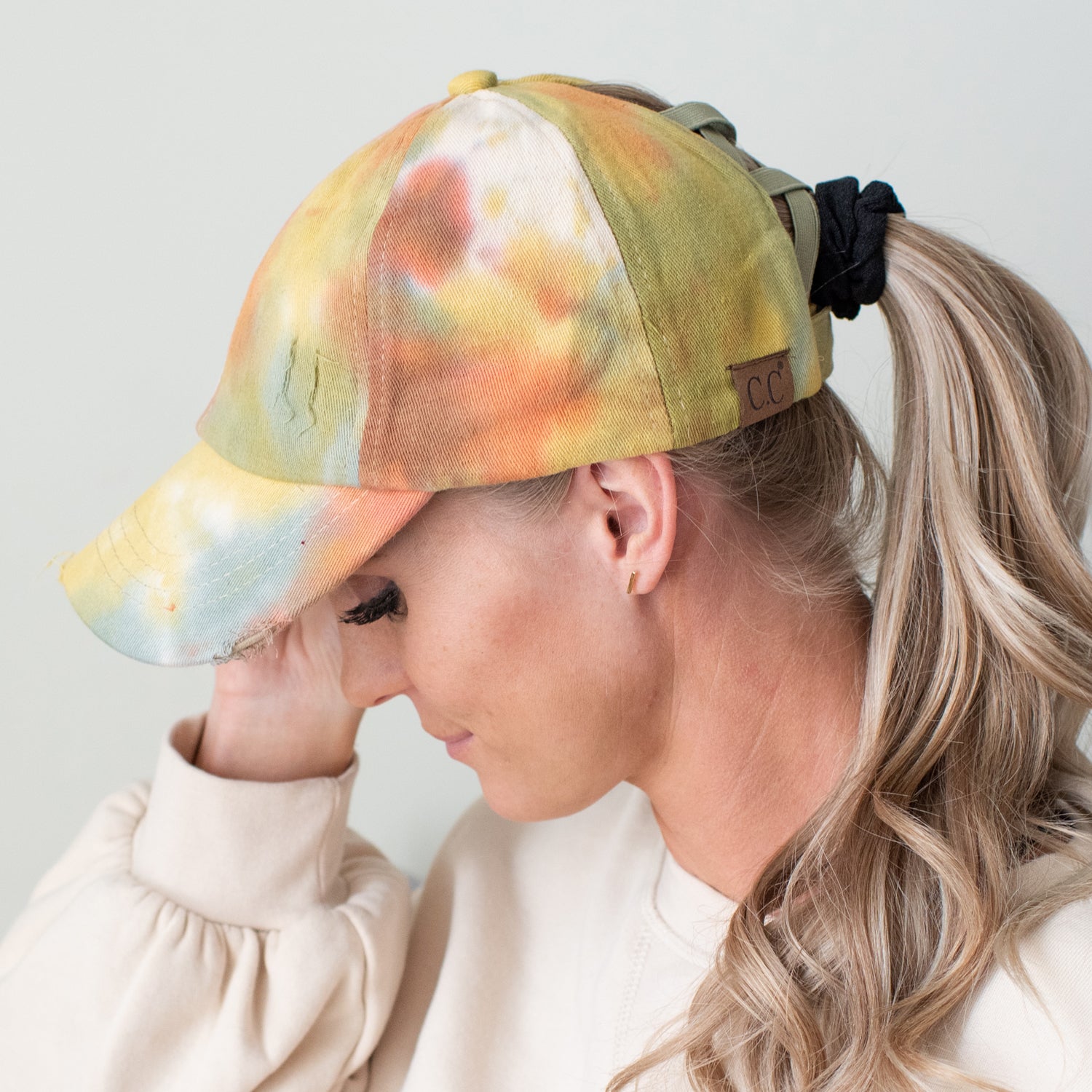 C.C® Criss Cross Ponytail Cap - Women's Cotton Baseball Hat for Ponytails & Braids