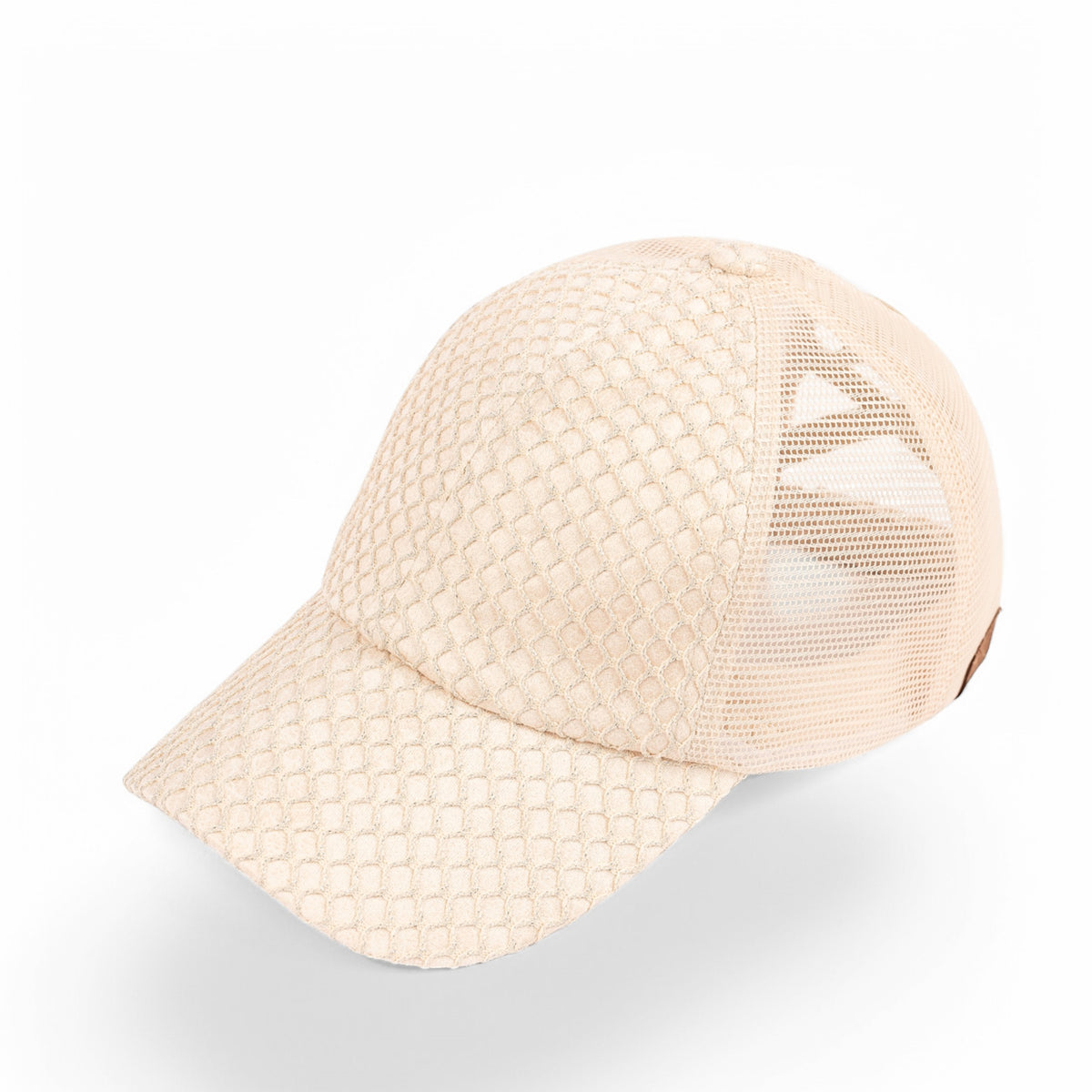 CC Textured Faux Leather Pony Hats Criss Cross Style Women Cap for Ponytails