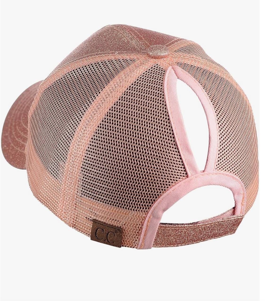 C.C® Glitter Ponytail Cap — Messy Bun Baseball Hat for Women & Teens