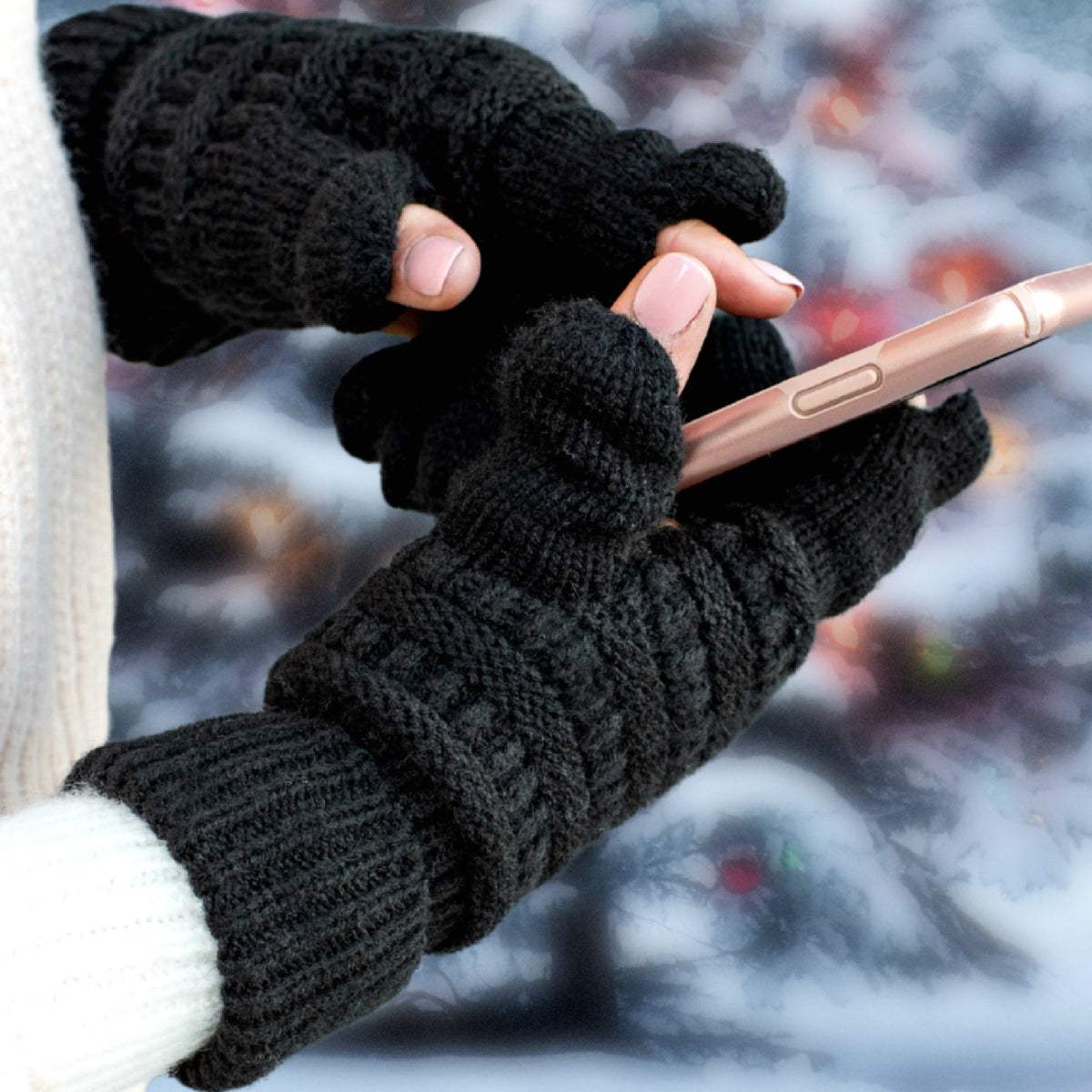 C.C® Touchscreen Compatible Gloves - Cable Knit Winter Gloves for Women & Men