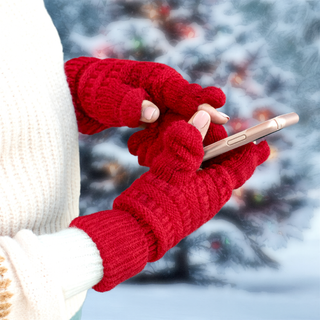 C.C® Touchscreen Compatible Gloves - Cable Knit Winter Gloves for Women & Men