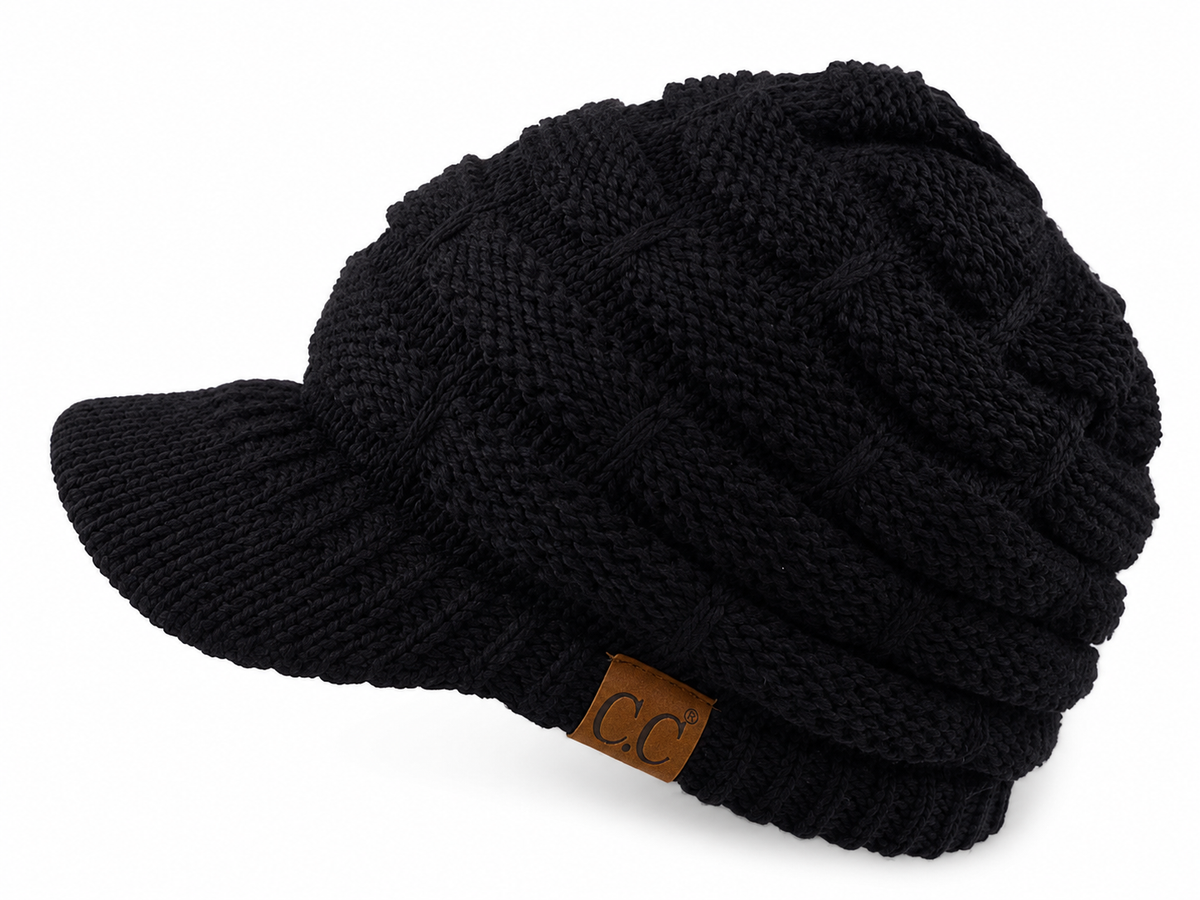C.C Ribbed Knit Brimmed Beanie Hat