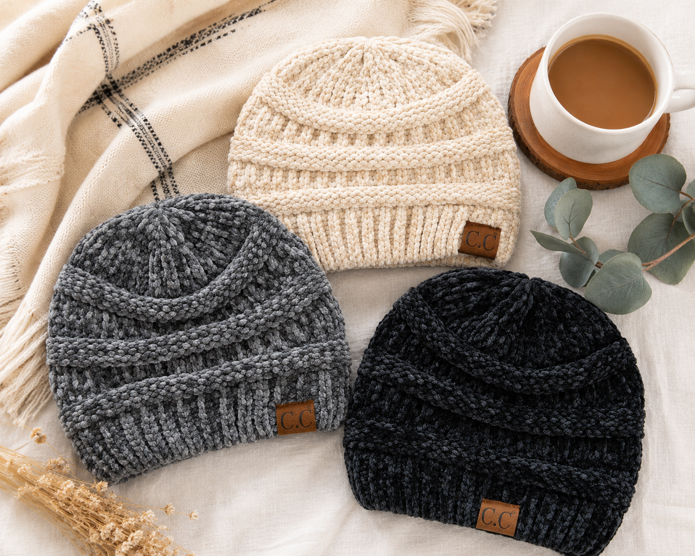 C.C Super Soft Ribbed Chenille Beanie