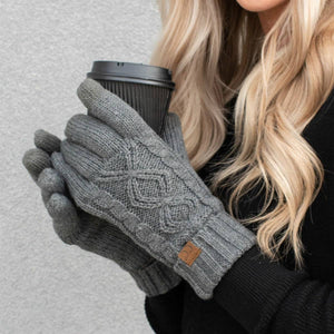 CC Cable Knit Fleece Lined Gloves