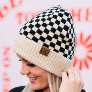 CC Wool Check Pattern Beanie | Anti-Pilling - Truly Contagious
