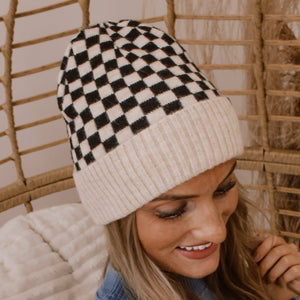 CC Wool Check Pattern Beanie | Anti-Pilling - Truly Contagious