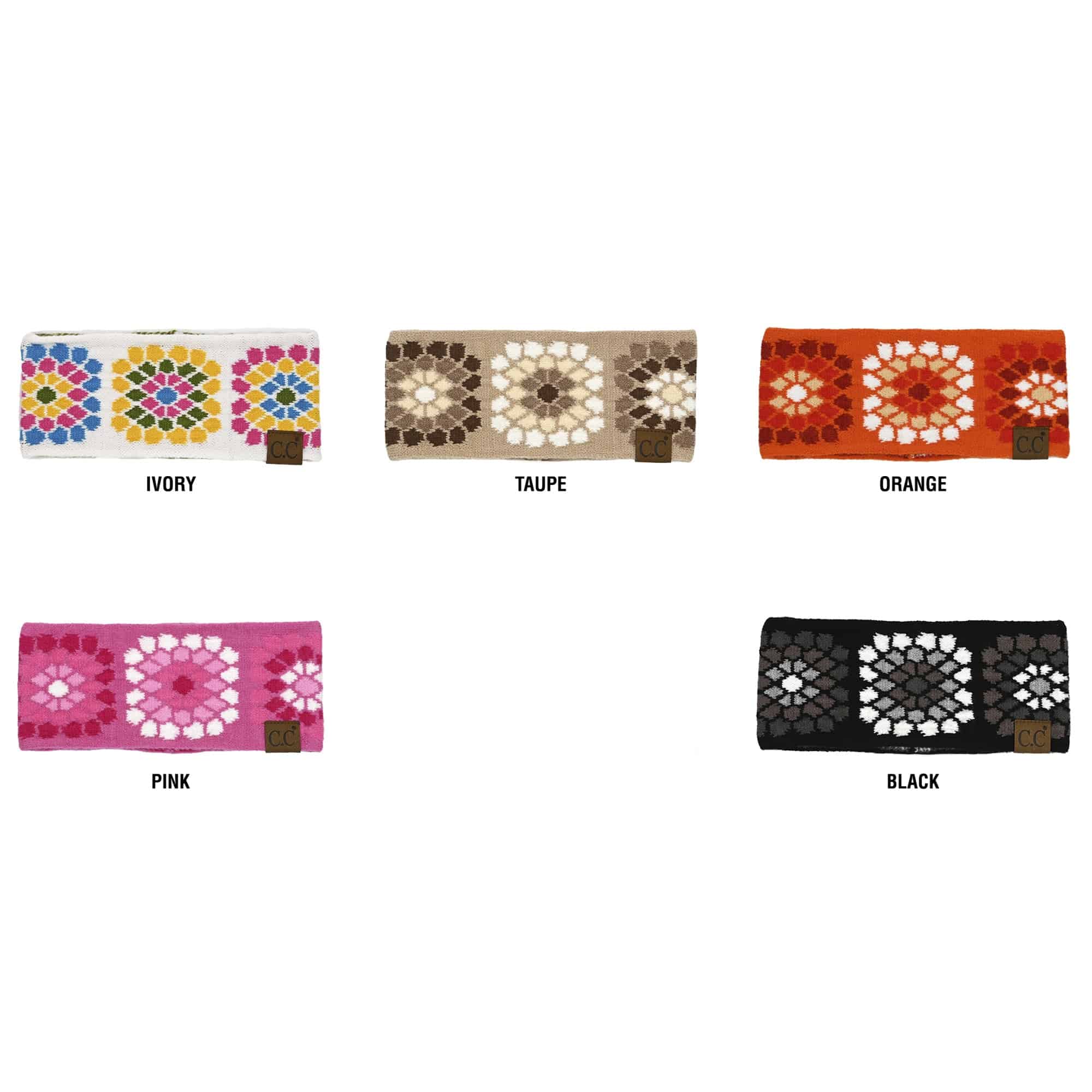 CC Multi-Color Flower Crochet Printed Pattern Head Wrap
