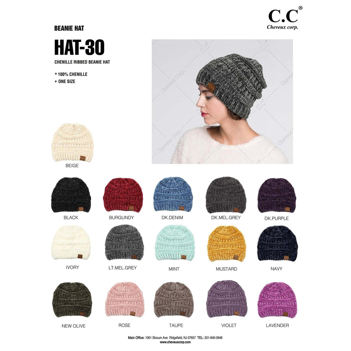 C.C Super Soft Ribbed Chenille Beanie