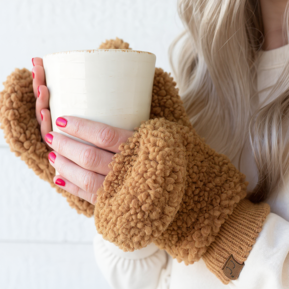 CC Soft Sherpa Mittens - Fold-Down Convertible Winter Mittens