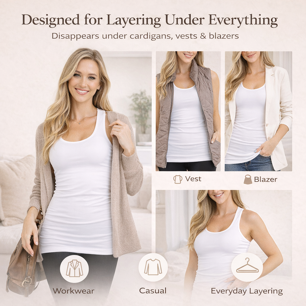 Extra Long Layering Racerback Tank - Seamless Stretch Racerback Tank