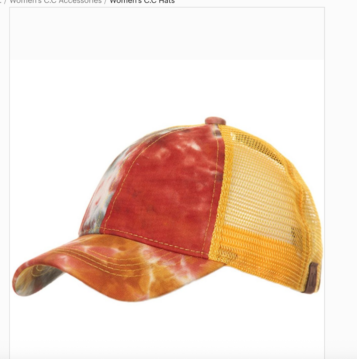 C.C® Tie-Dye Ponytail Cap — Messy Bun Baseball Hat for Women, Teens & Kids