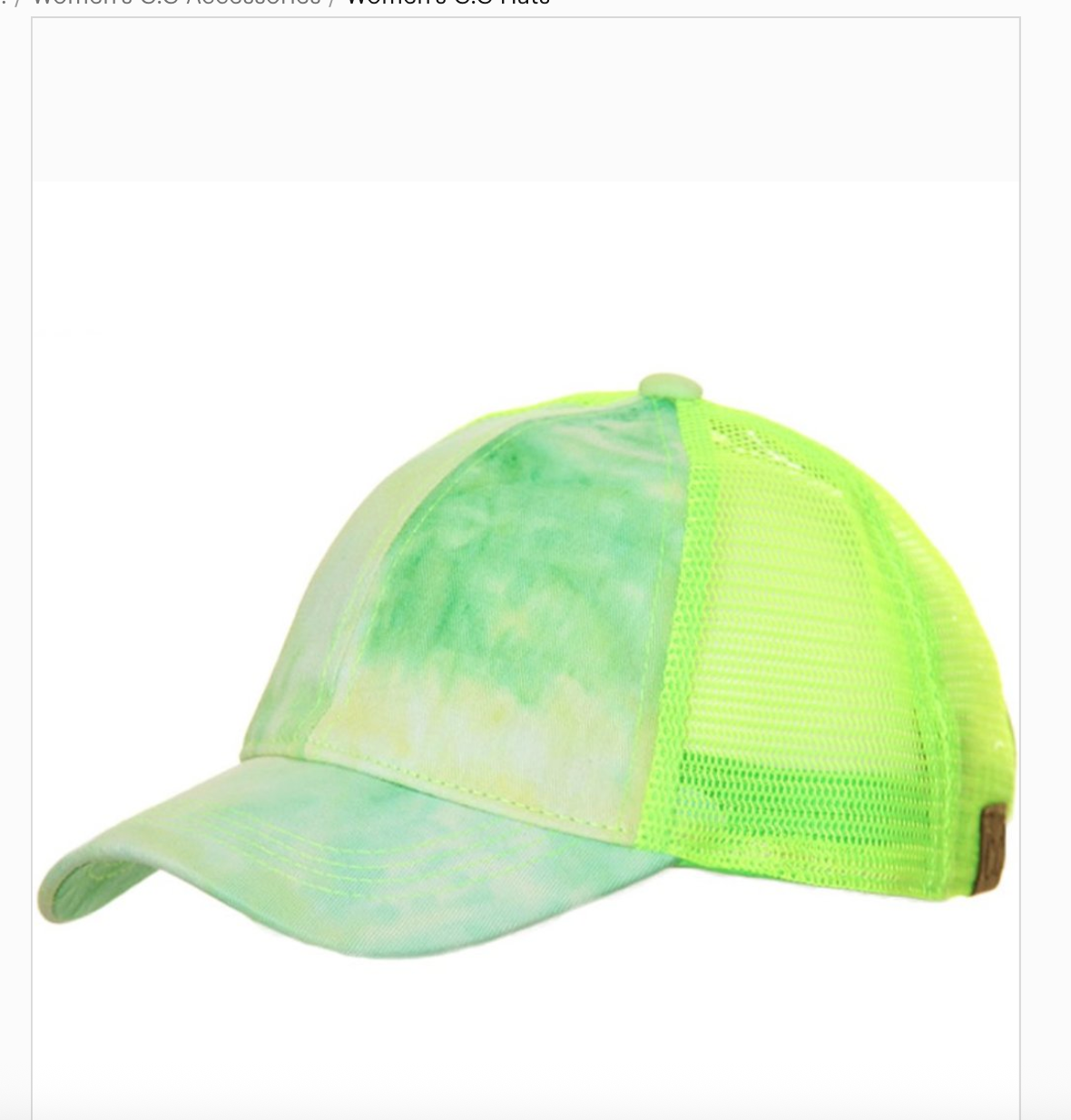 C.C® Tie-Dye Ponytail Cap — Messy Bun Baseball Hat for Women, Teens & Kids