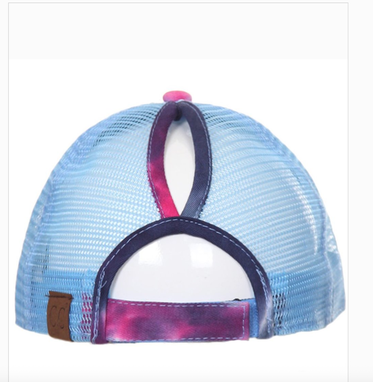 C.C® Tie-Dye Ponytail Cap — Messy Bun Baseball Hat for Women, Teens & Kids