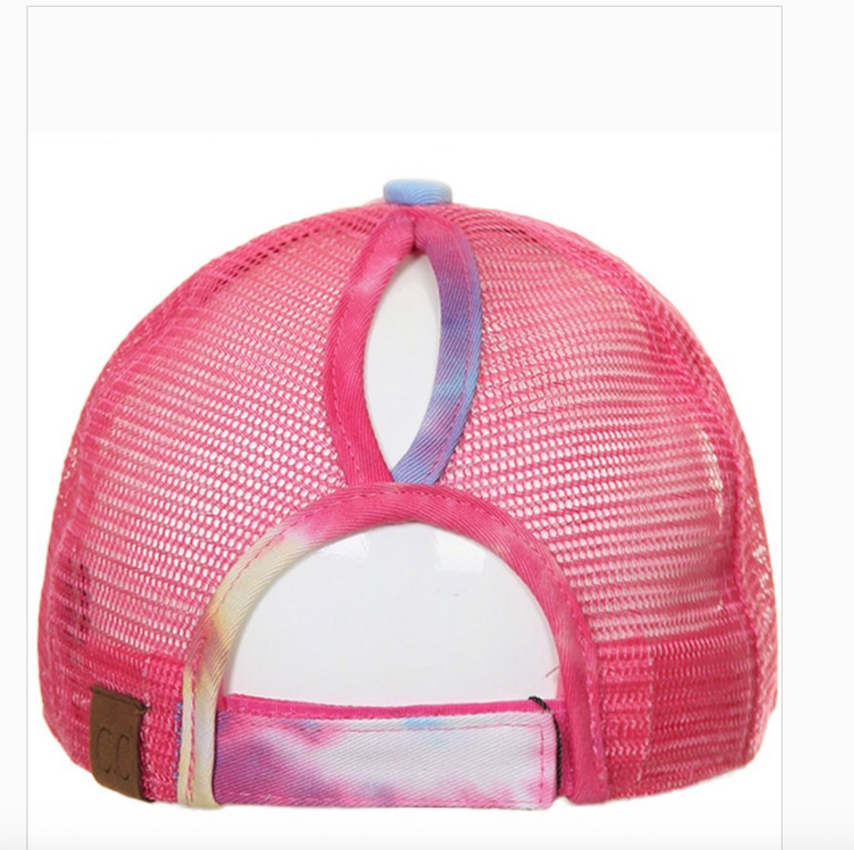 C.C® Tie-Dye Ponytail Cap — Messy Bun Baseball Hat for Women, Teens & Kids