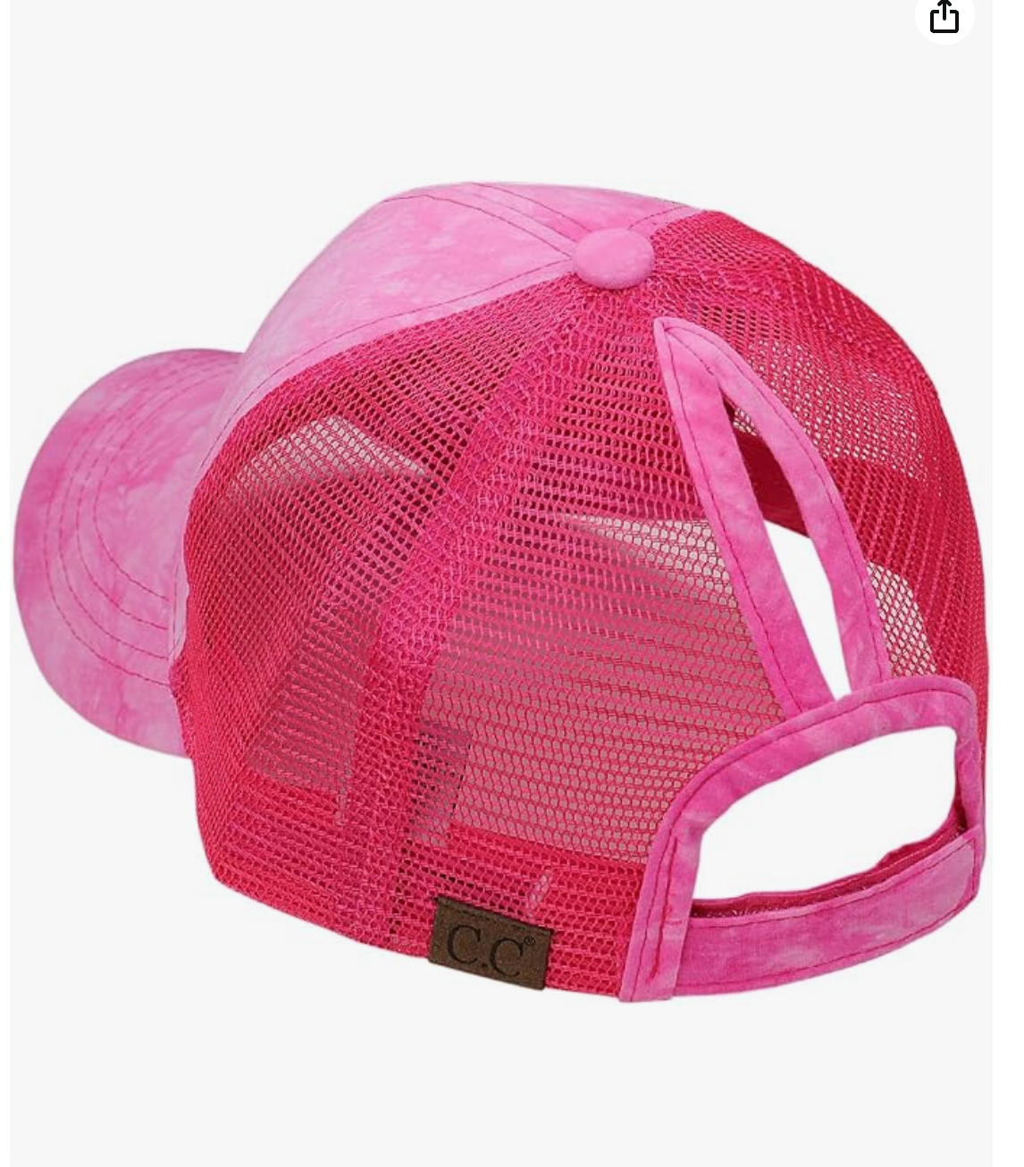 C.C® Watercolor Messy Bun Trucker Cap - Ponytail Access, Adjustable Hook-and-Loop, Mesh Back